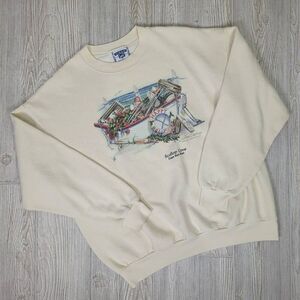 Vintage 90s Lee Men’s XL Scallop Cove Cream Pullover Crewneck Sweater